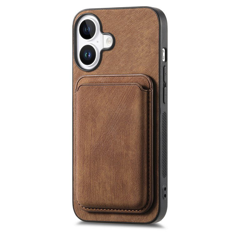 Brunt PU-læder materiale på iPhone 16 cover