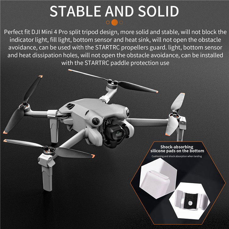 DJI Mini 4 Pro drone lander på ujævn overflade med udstyr