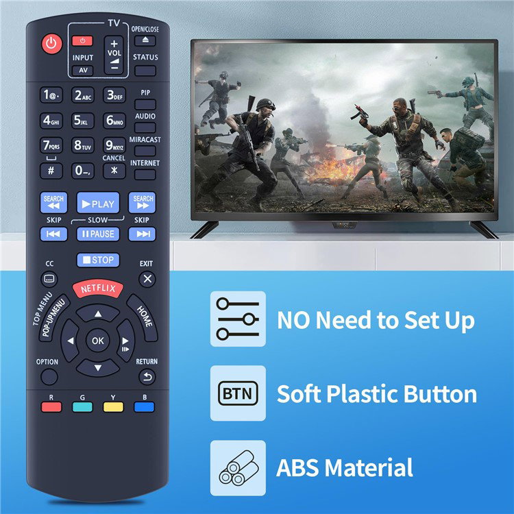 Fjernbetjening til Panasonic TV med batterier