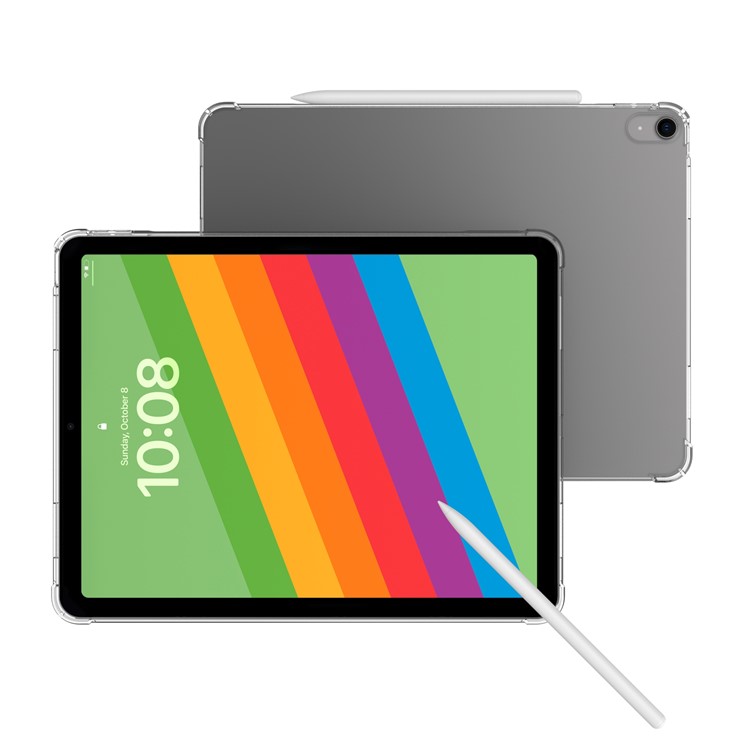 Detalje af præcise udskæringer på gennemsigtig cover til iPad Air 11 2024