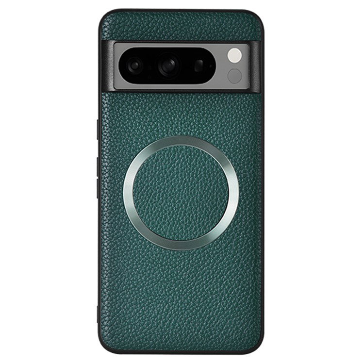 Google Pixel 8 Pro Magnetisk Læder Cover Grøn bagside