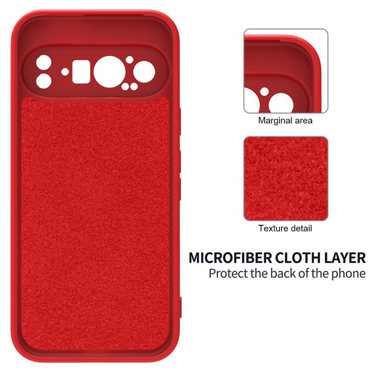 Rengøring af rødt silikonecover til Google Pixel 9 Pro XL