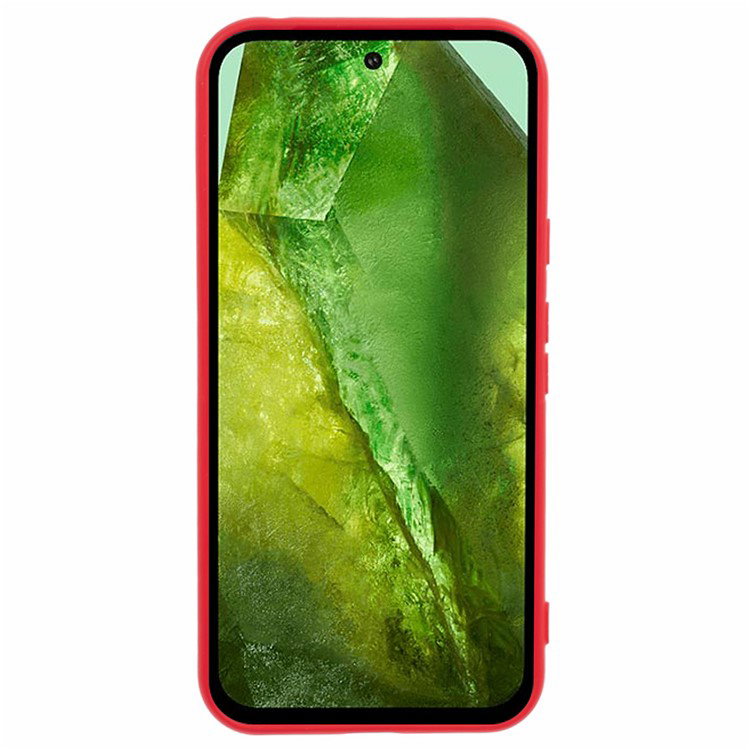 Google Pixel 8a med rødt TPU cover set fra siden