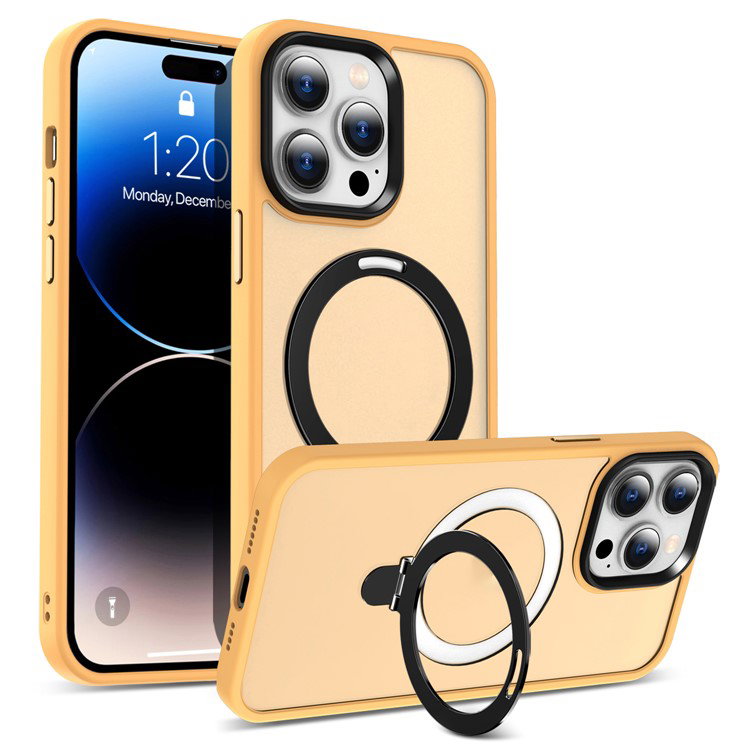 Orange iPhone 16 Pro Max cover med støttefod set bagfra