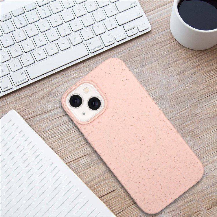 iPhone 14 lyserødt cover set bagfra med logo indsigt