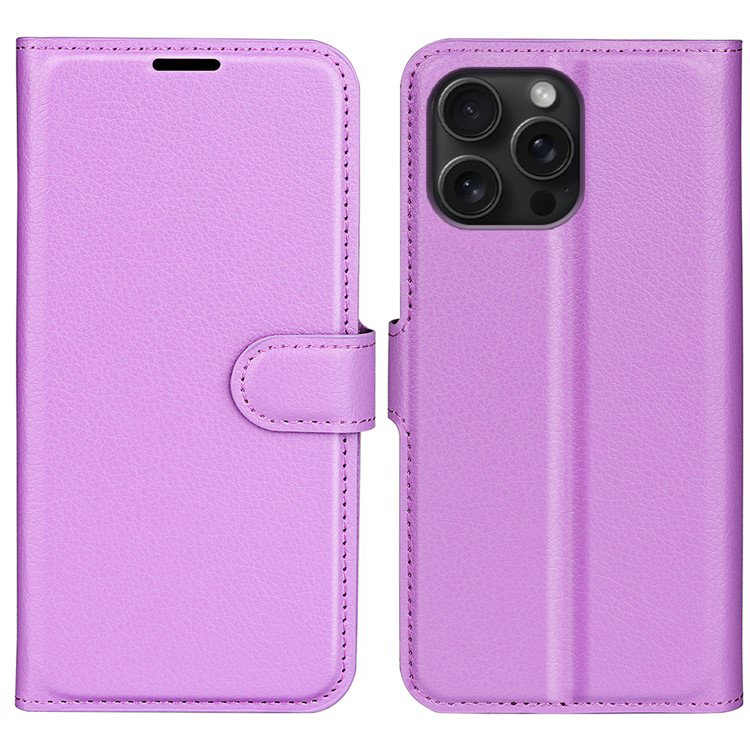 Lilla lædercover til iPhone 16 Pro med pungdesign