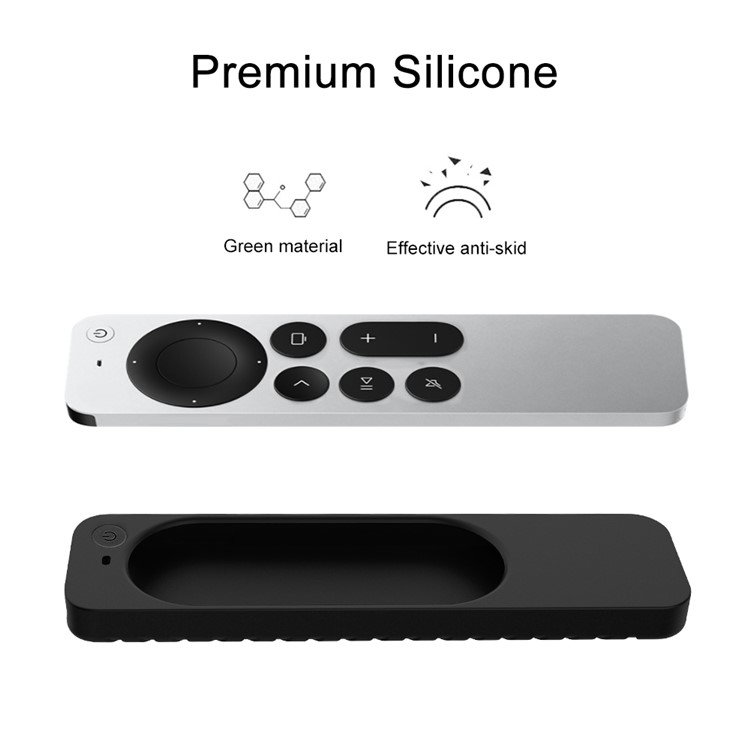 Apple TV Siri Remote set fra siden med silikonecover