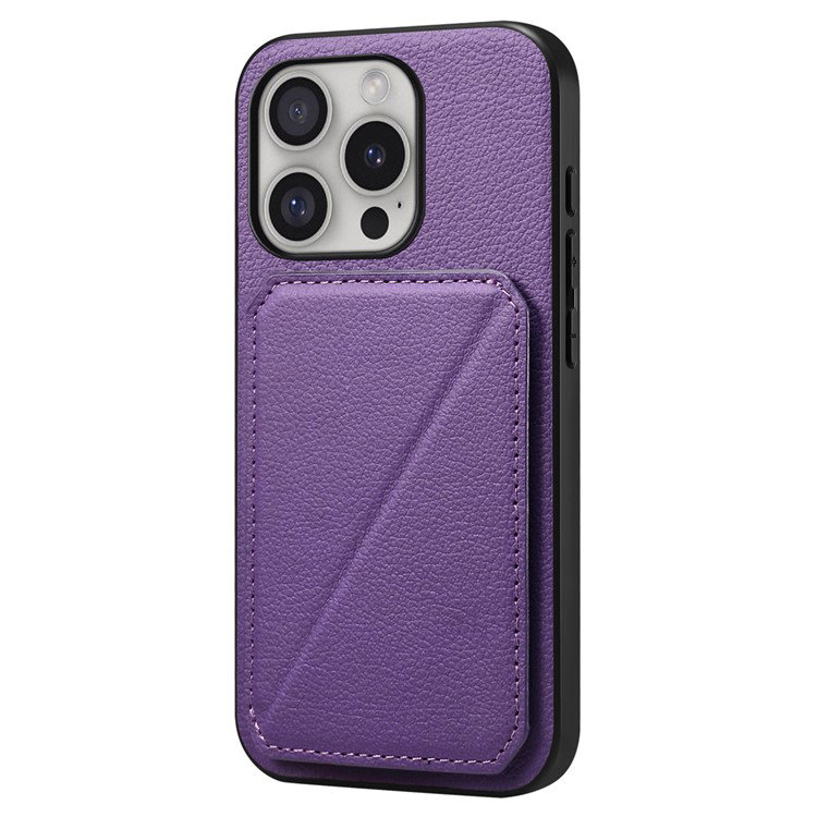Lilla kortholder cover med stativ til iPhone 16 Pro Max