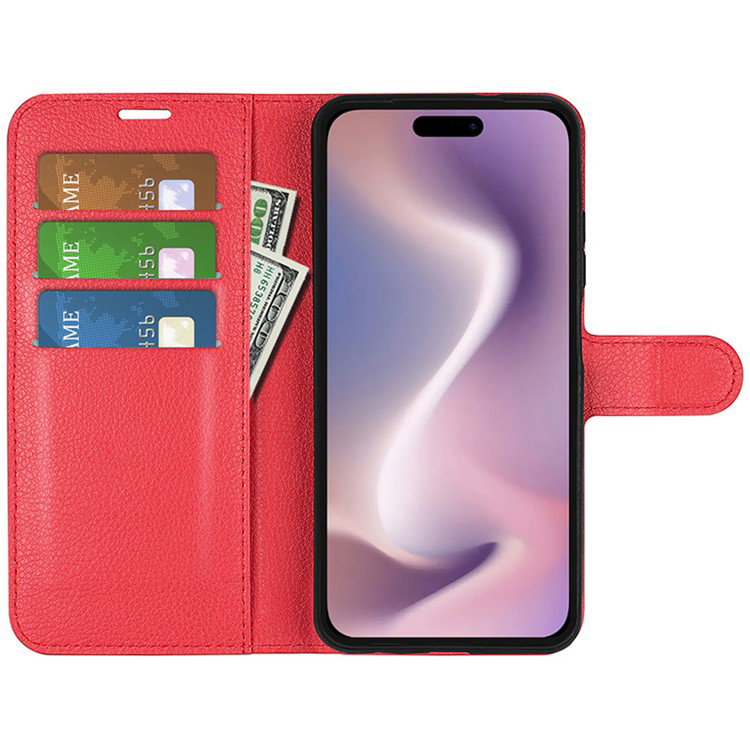 Læder Wallet Cover til iPhone 16 åbnet med kortholder