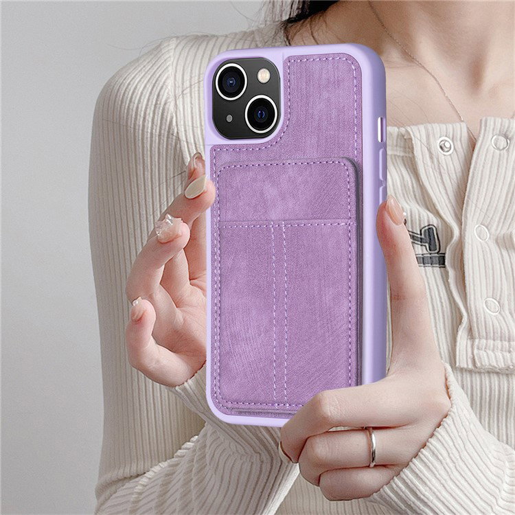 iPhone 15 lilla cover TPU og PU læder