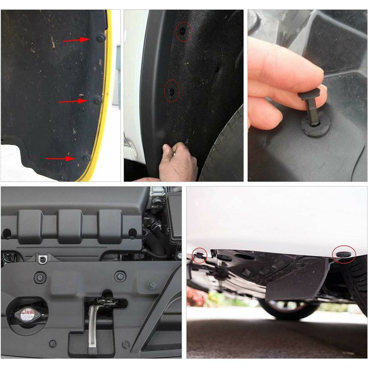 Detalje af klipsinstallation i bilpanel