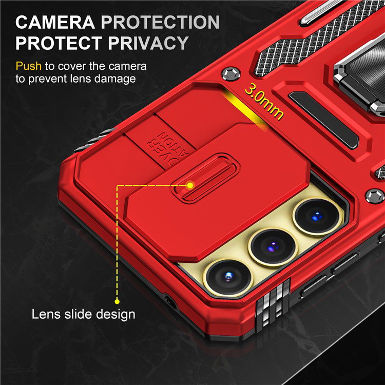 Samsung Galaxy A25 5G Cover - Rød - Linsebeskyttelse skydefunktion