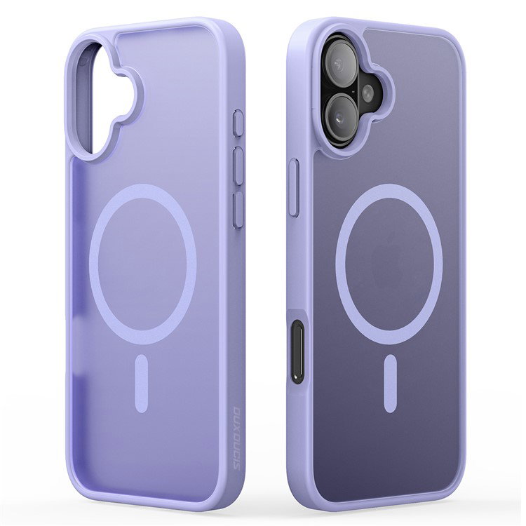 Lys lilla iPhone 16 cover set fra siden
