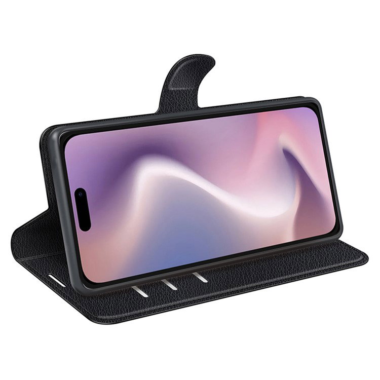 Sort iPhone 16 Pro læderpung cover med kortholder