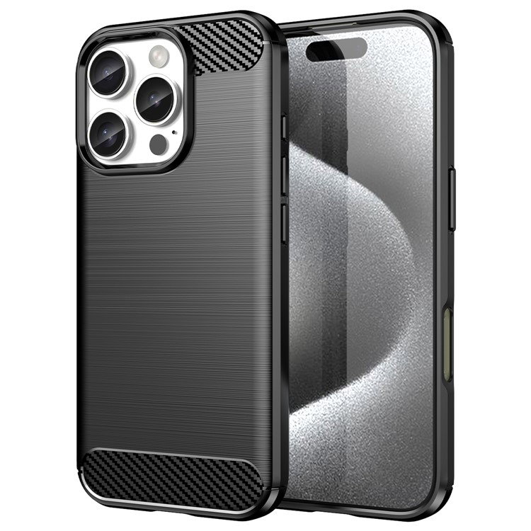 Bagsiden af iPhone 16 Pro med sort TPU-cover