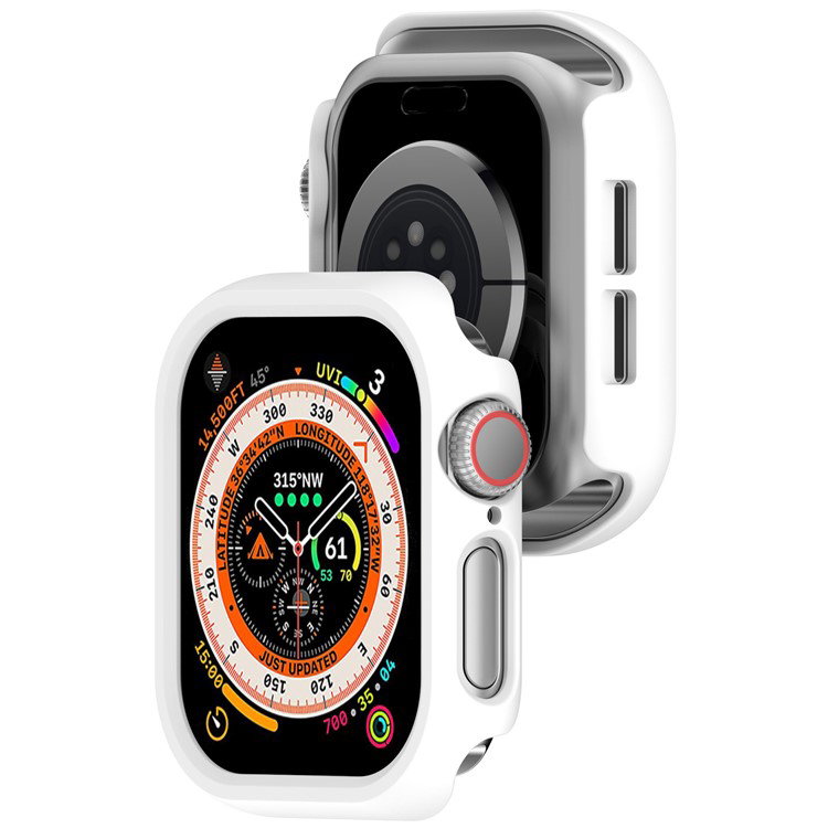 Apple Watch Series 10 med hvid beskyttelsesramme - topvinkel