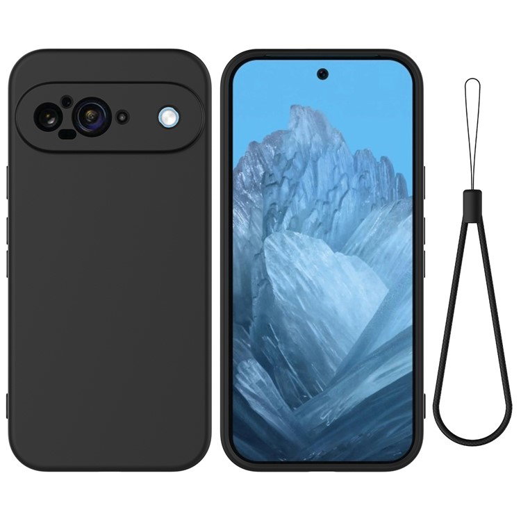 Google Pixel 9 Cover sort med håndrem bagside