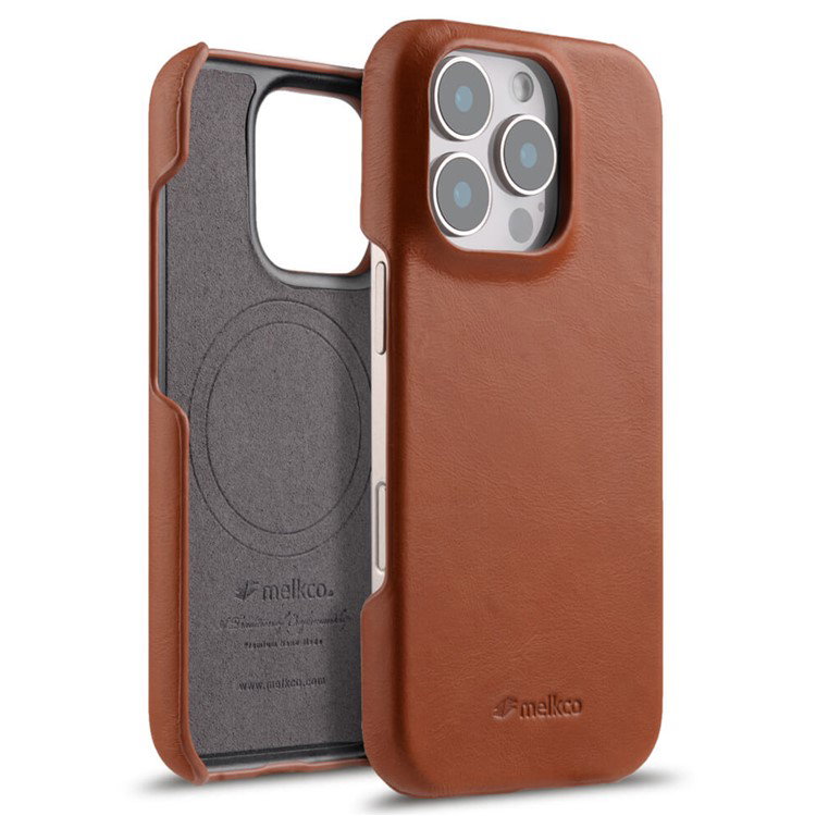 Brunt lædercover til iPhone 16 Pro Max set bagfra