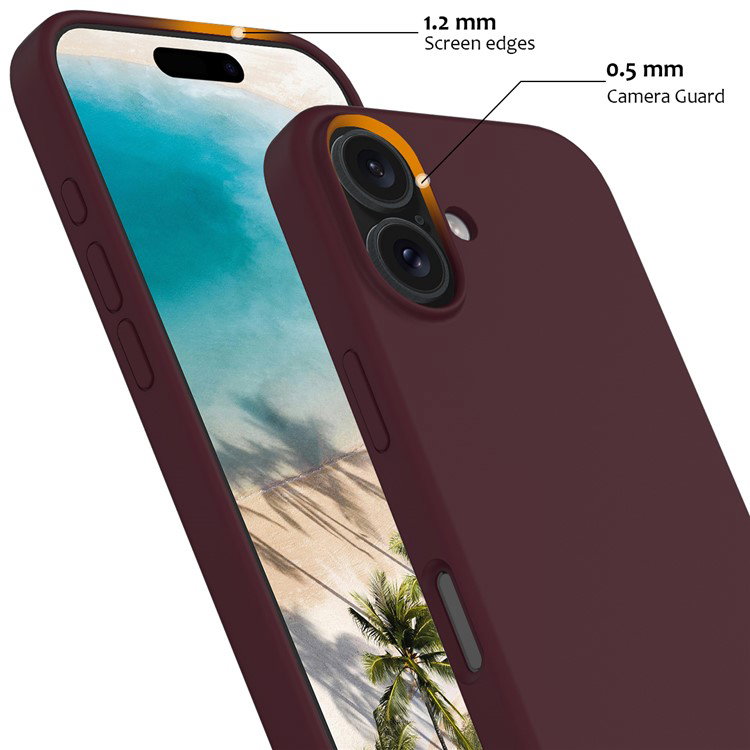 Præcise åbninger på iPhone 16 Plus vinrød cover