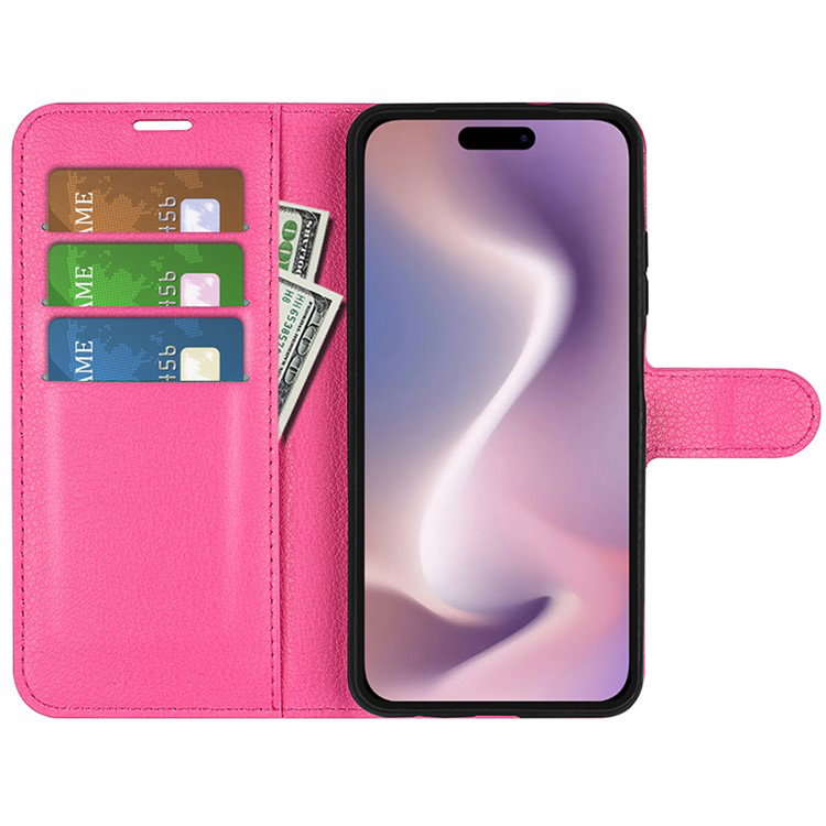Åben iPhone 16 Pro Læder Pung Etui med kort og kontanter