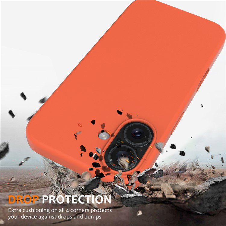 Orange iPhone 16 Plus cover set fra siden