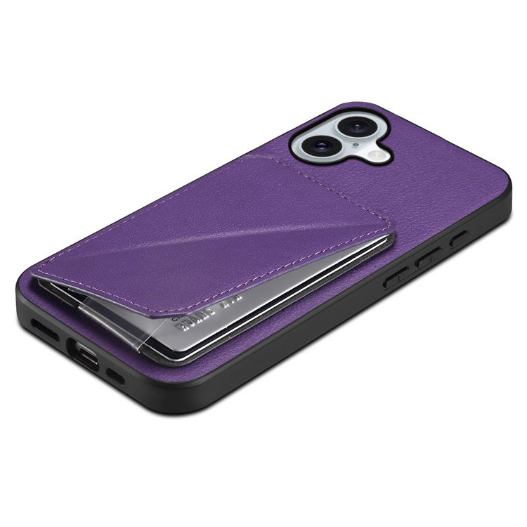 Kunstlæder tekstur på lilla iPhone 16 cover