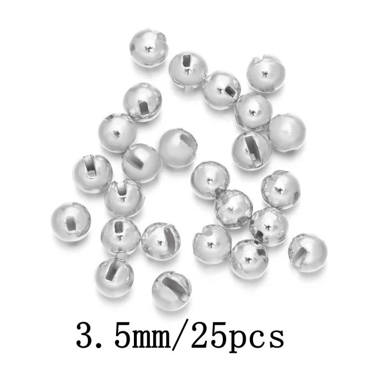 Wolfram fluebindingsperler 3,5mm sølv set fra siden