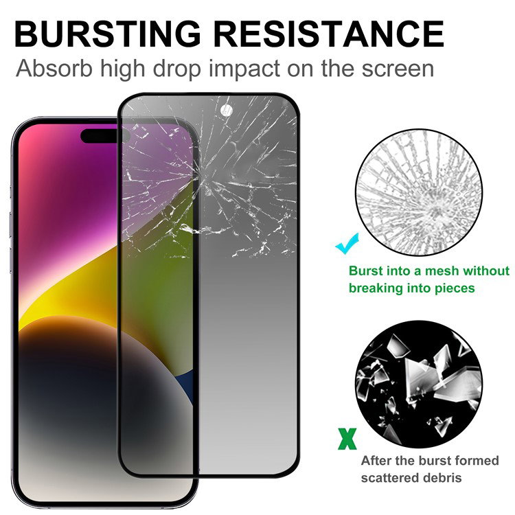 Nærbillede af anti-spion filter iPhone 16 Plus