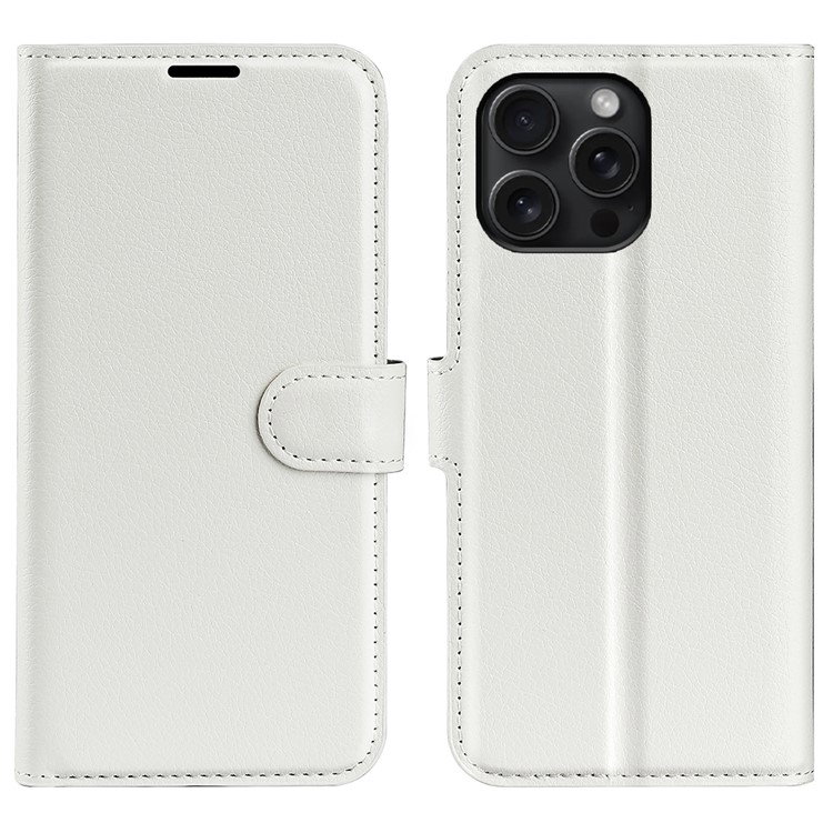 Bagsiden af iPhone 16 Pro Max Pung Etui med litchi-tekstur