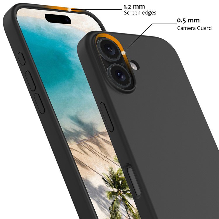 Detaljeret visning af åbninger på iPhone 16 Plus cover
