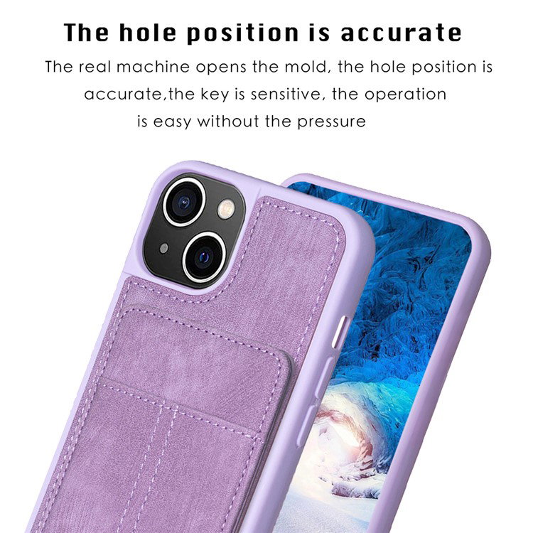 iPhone 15 lilla beskyttelsescover nærbillede