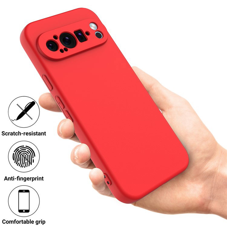 Rødt silikonecover med håndledsstrop til Google Pixel 9 Pro XL
