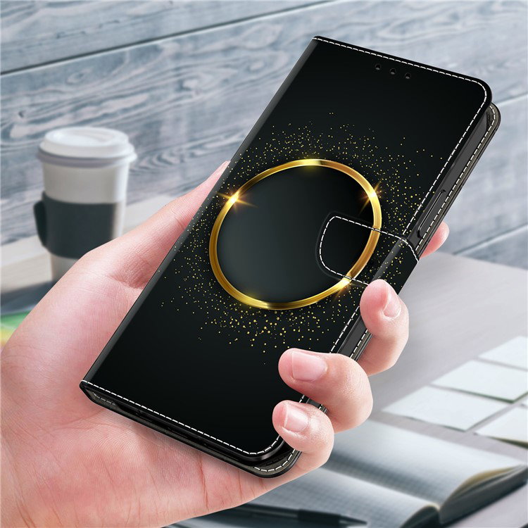 Samsung Galaxy A25 5G læder flipcover med gylden ring