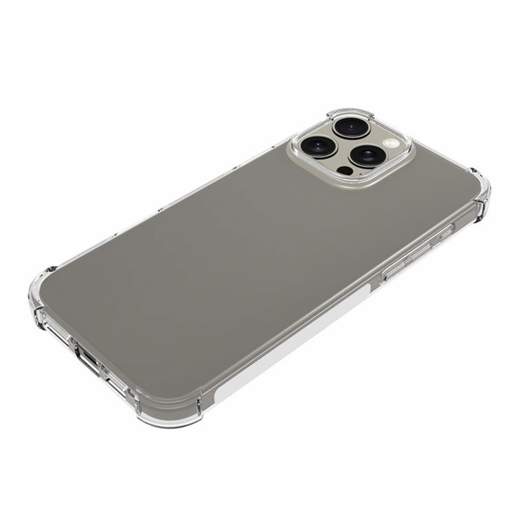 Gennemsigtigt TPU cover til iPhone 16 Pro Max monteret på telefon