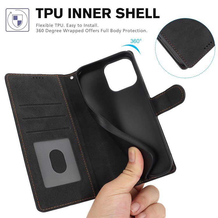 Lukket iPhone 16 Pro Max lædercover set fra siden