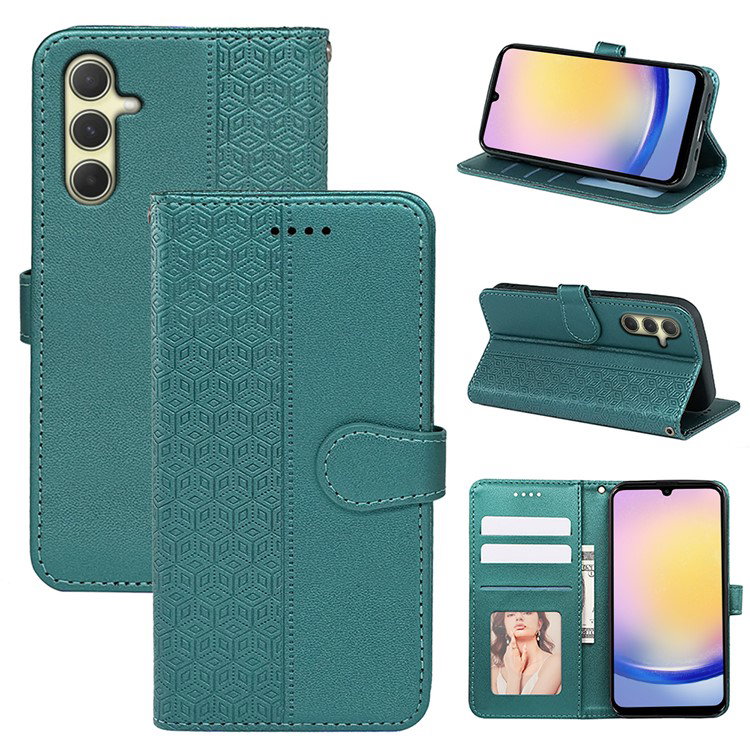 Grønt læder flipcover til Samsung Galaxy A25 5G bagfra