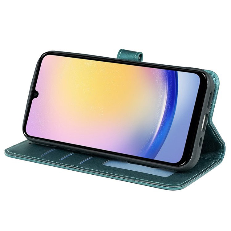 Kortholder i grønt læder flipcover til Samsung Galaxy A25 5G