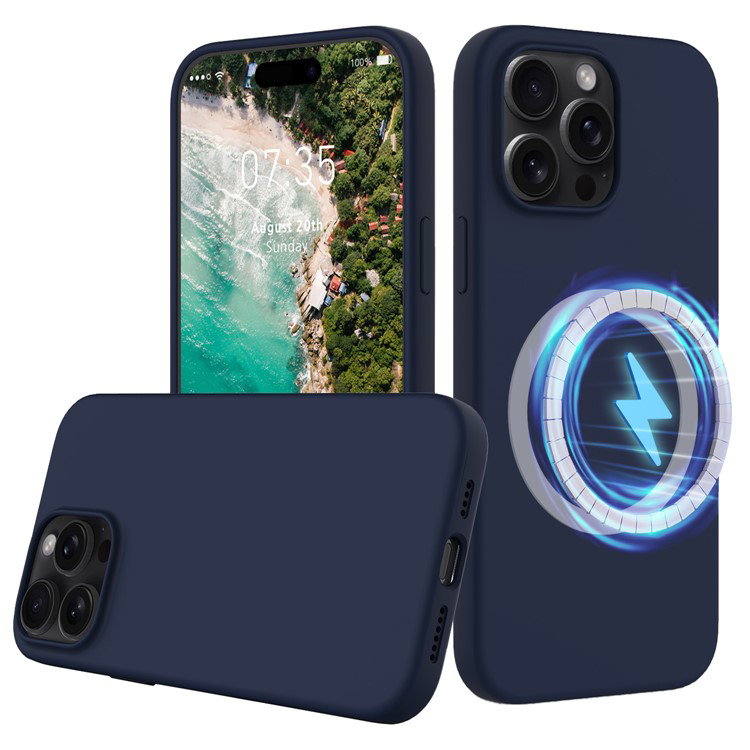 Nærbillede af magnetisk silikone cover til iPhone 16 Pro