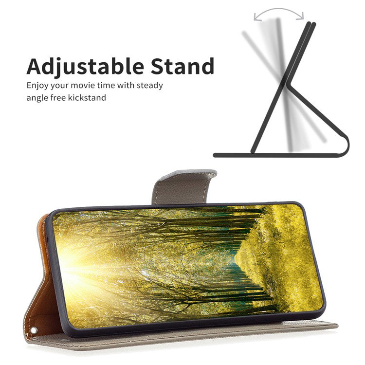 Gråt wallet cover til iPhone 16 Plus bagfra