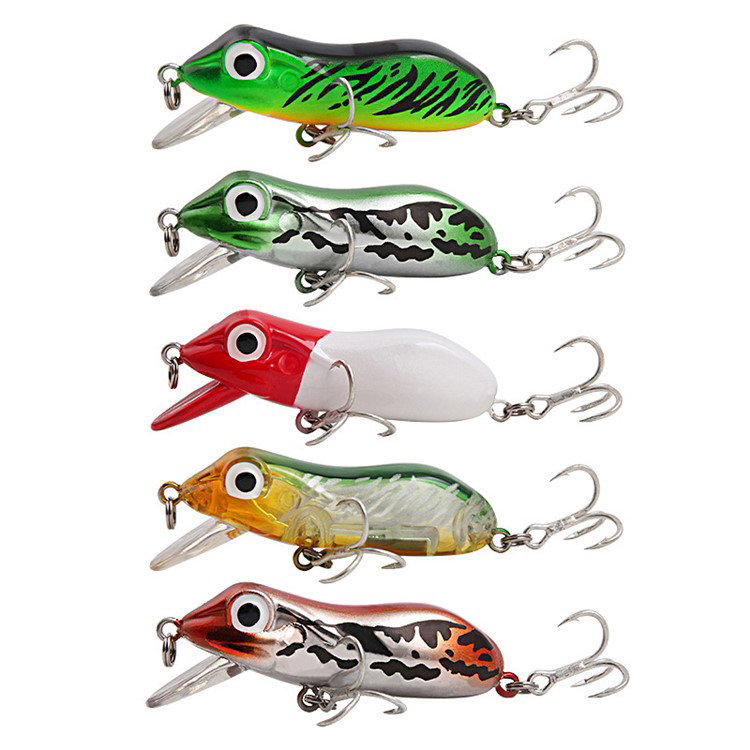 Fiskeagn formet som frø mod blå baggrund