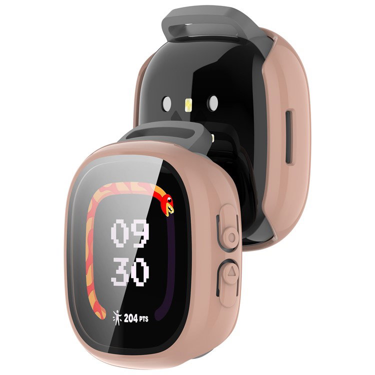 Sidevisning af pink beskyttelsescover til Fitbit Ace LTE