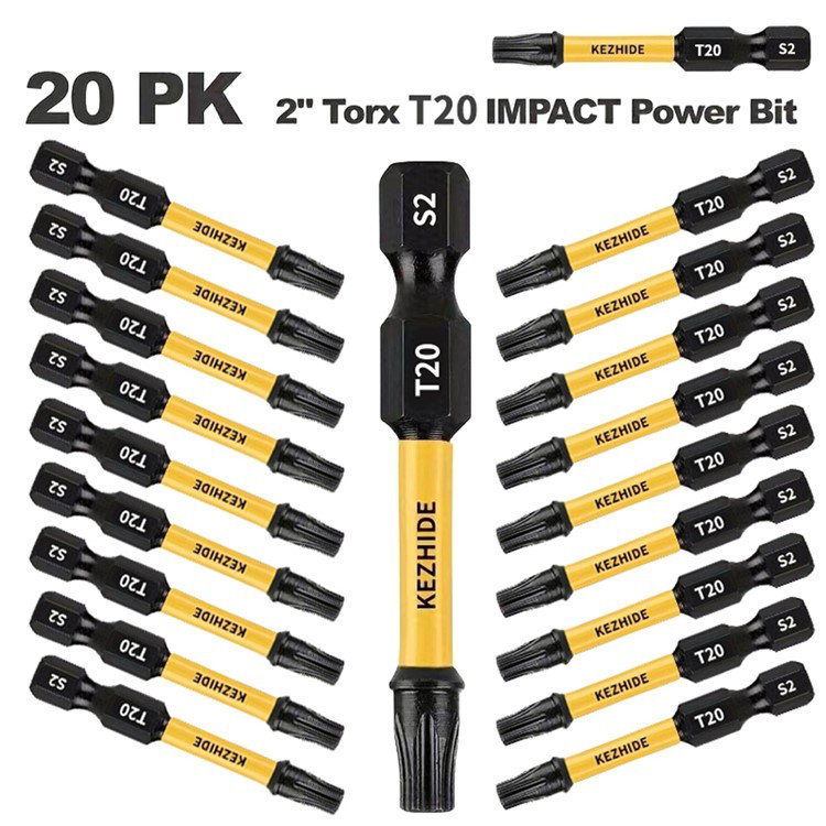 Nærbillede af Torx T20 bit i S2 legeret stål