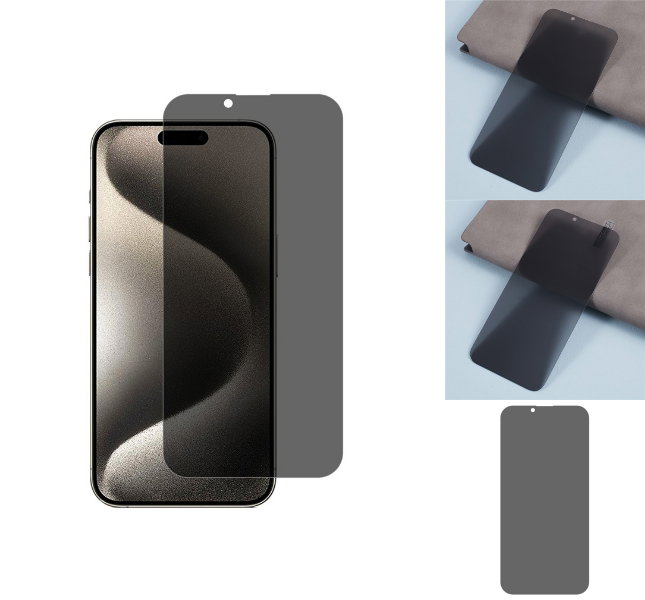Sidevisning af beskyttelsesglas på iPhone 16 Pro Max