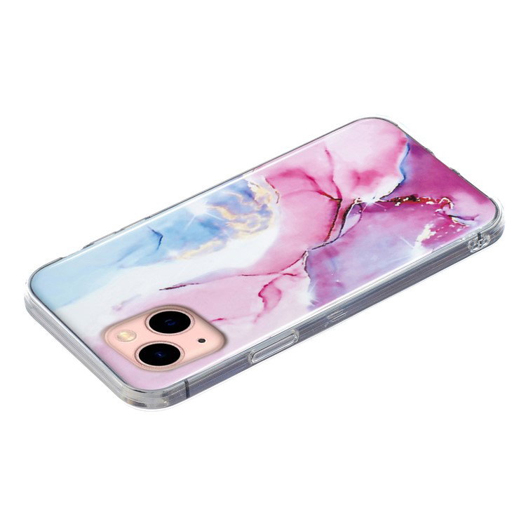 iPhone 15 Cover med pink/blå marmormønster