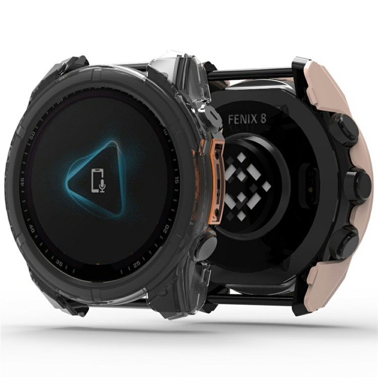 Garmin Fenix 8 urkasse med ur i profil