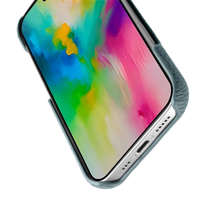 Stilfuldt blåt lædercover til iPhone 16 Pro Max