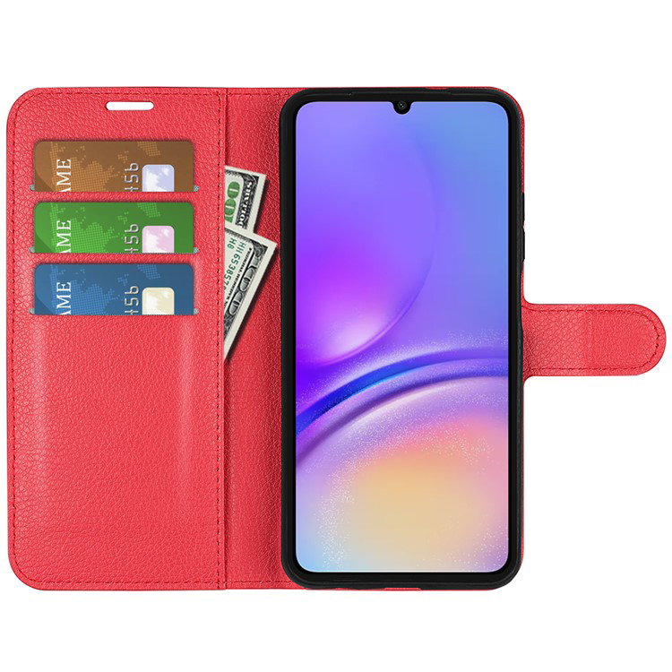 Litchi-textur Galaxy A06 etui lukket