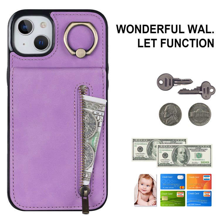 Lilla iPhone 15 cover åben