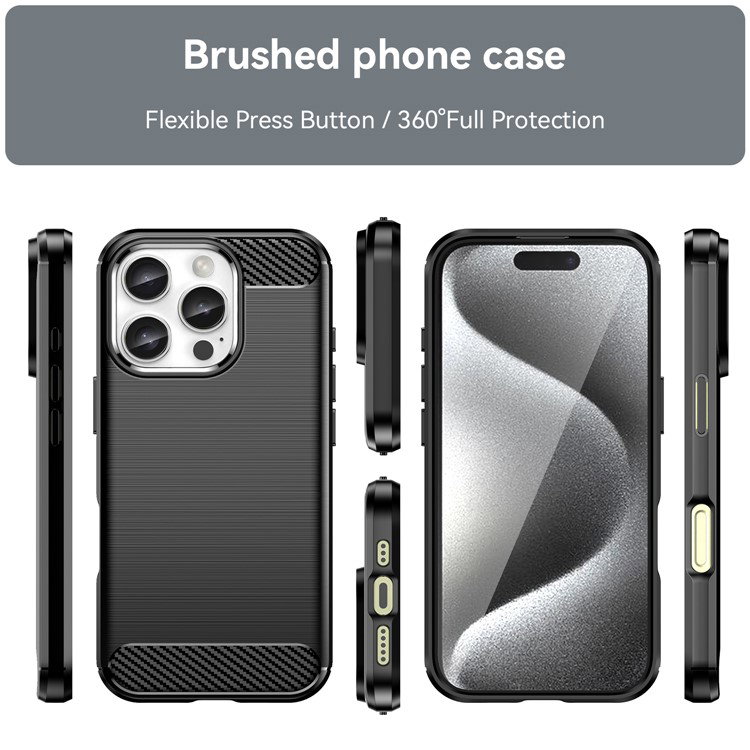 Montering af sort TPU-cover på iPhone 16 Pro