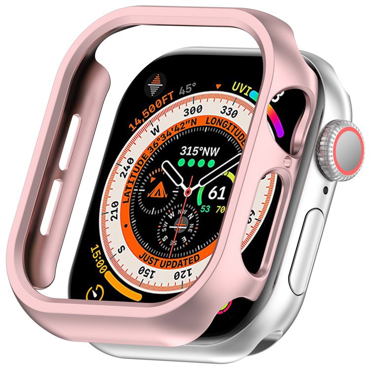 Nærbillede af Rose Gold beskyttelsescover på Apple Watch Series 10
